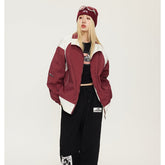 Unisex Jacket Retro Patchwork Contrast Color Sports Jacket Men and Women Same Style Loose Lapel Spring and Autumn Coat
